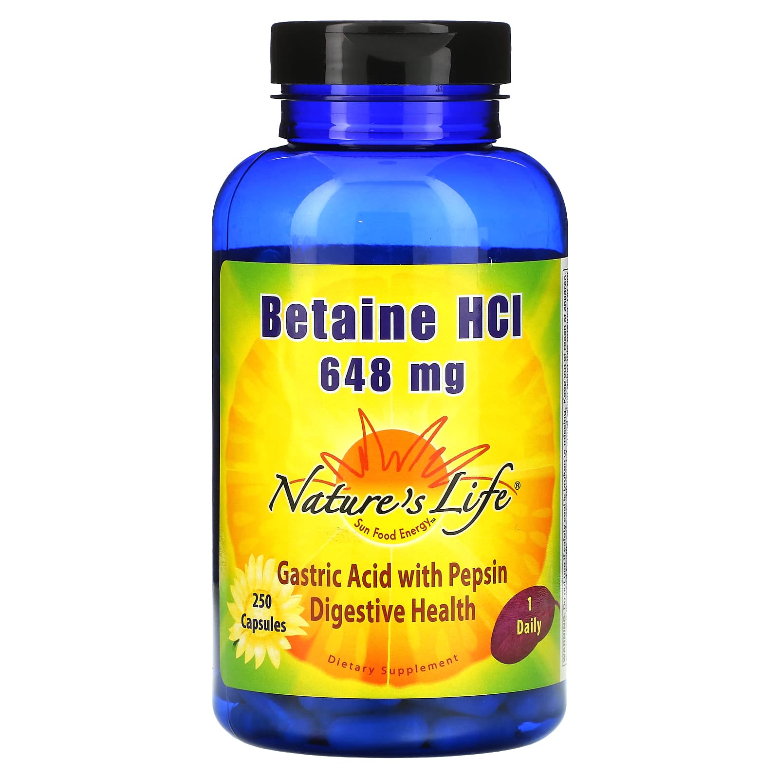 Nature’s Life, Betaine HCL, 648 mg, 250 Capsules UPC 040647004108 | HiLife Vitamins
